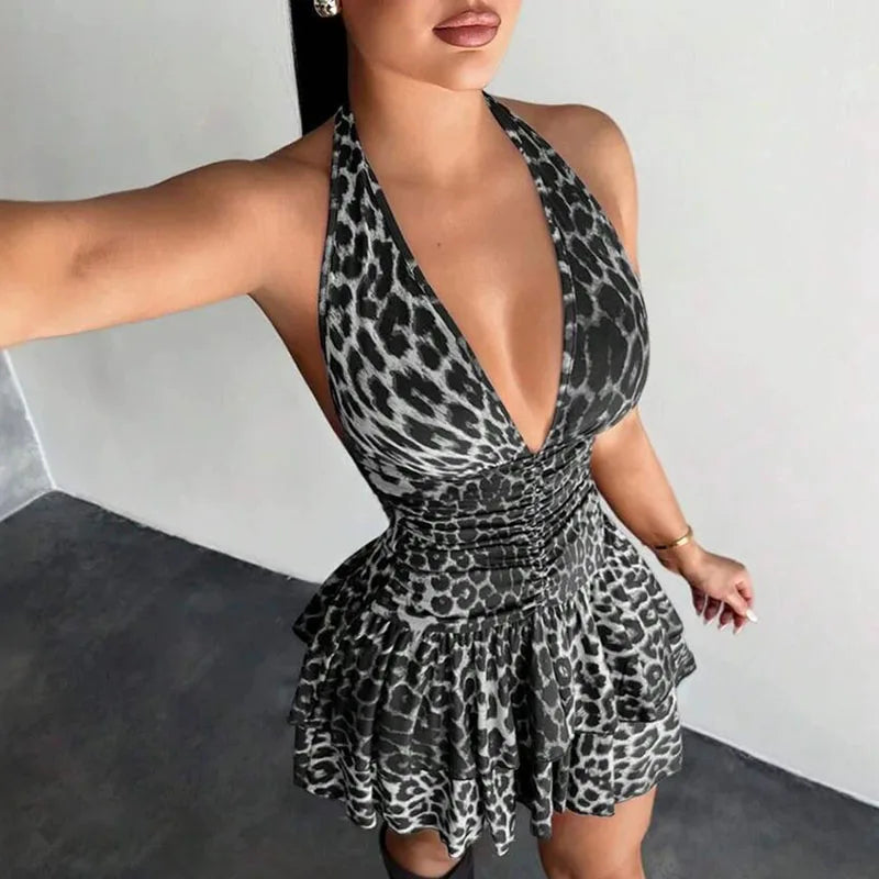 Hight Waist Backless Mini Dress