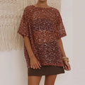 O-neck Short Sleeve Mesh Blouse