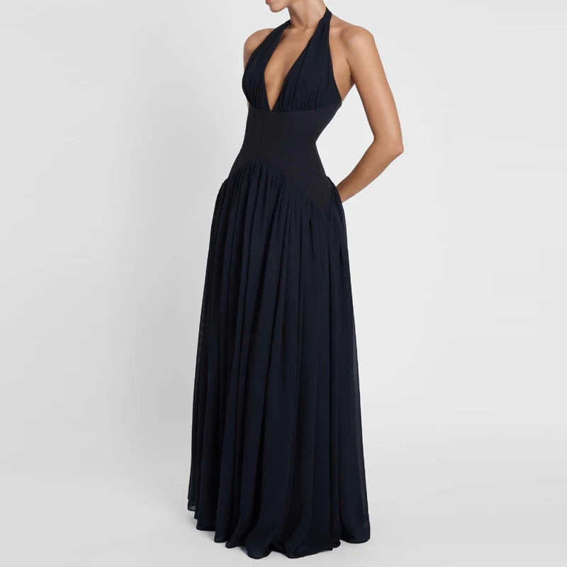 Halter Backless Hollow Long Dress