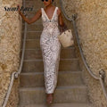 Deep V-neck High Waist Party Dress