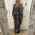 Draped Maxi Dress Elegant Pattern Printed Slim