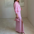 Striped Print 2 Piece Set Size Women's Fashion