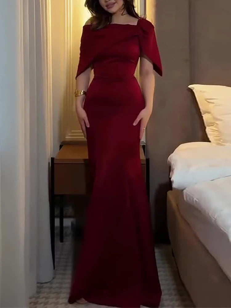 Bandage Lace-Up Evening Dress Off Shoulder Satin