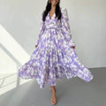 Floral Printed Pleated Dress Size Women's Fashion