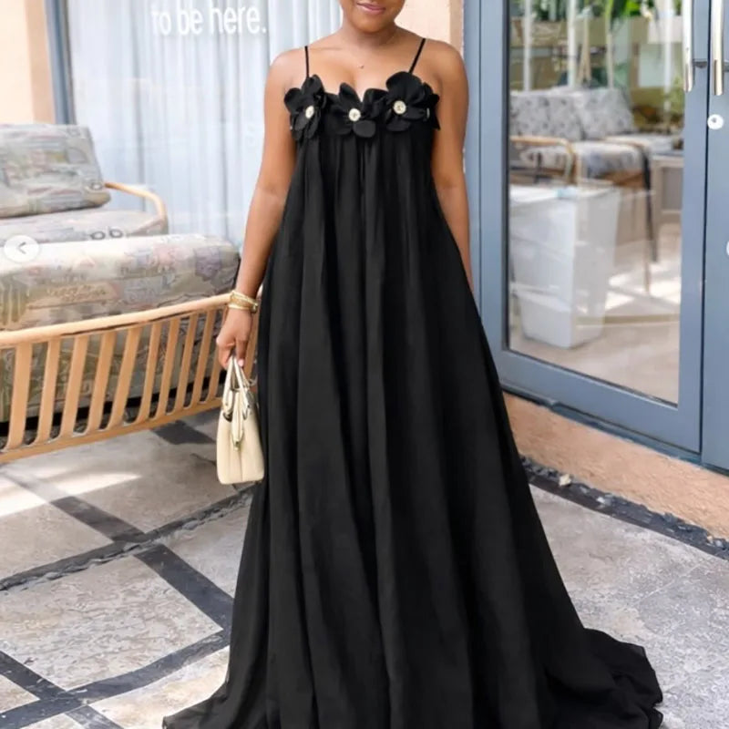 Pleated Solid Long Dress Size 10