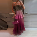 Draped Gradient Color Party Dress