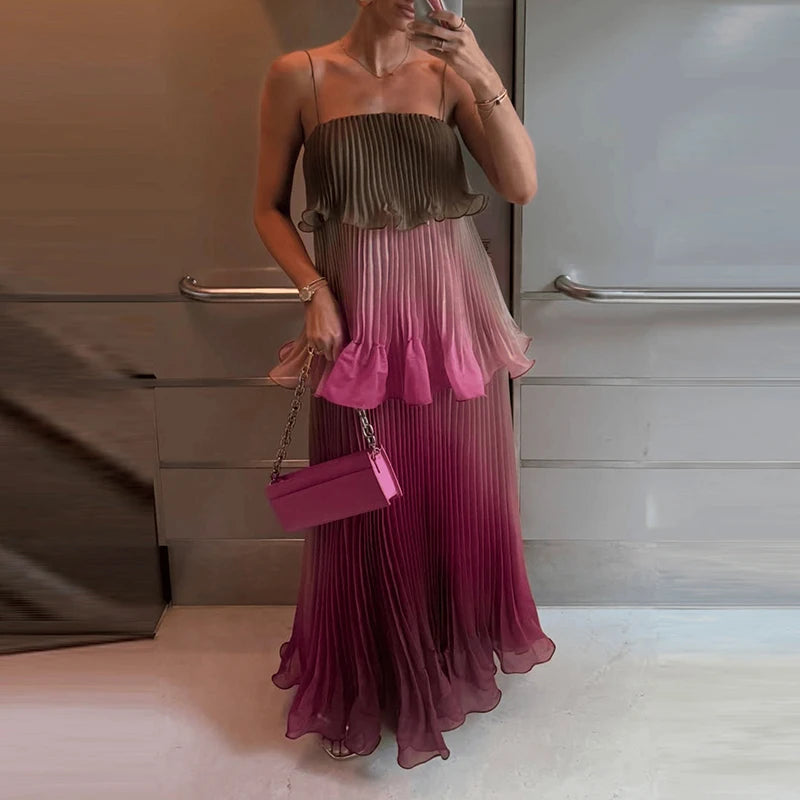 Draped Gradient Color Party Dress