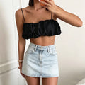 Off Shoulder Satin Top Summer Backless Draped