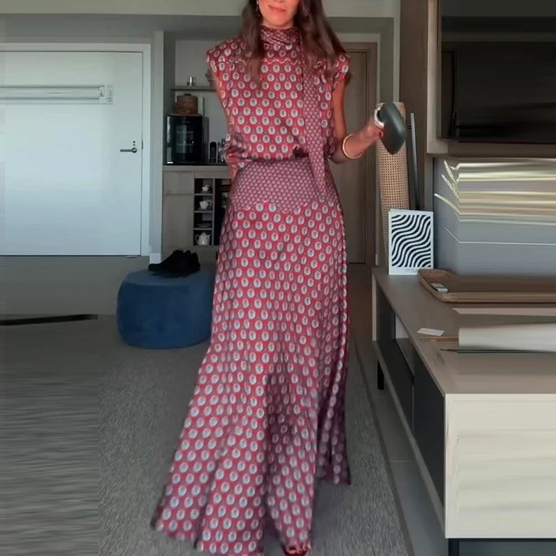 Pattern Print Skirt Suit Women's Casual Outfit