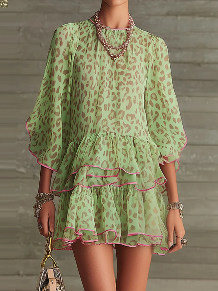 Layered Ruffled A-Line Dress Size 10