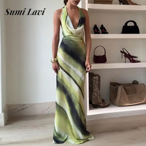 Boho Pattern Print Halter Dress