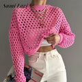 Knitted Crop Top Women's Y2K Multicolor Knitwear