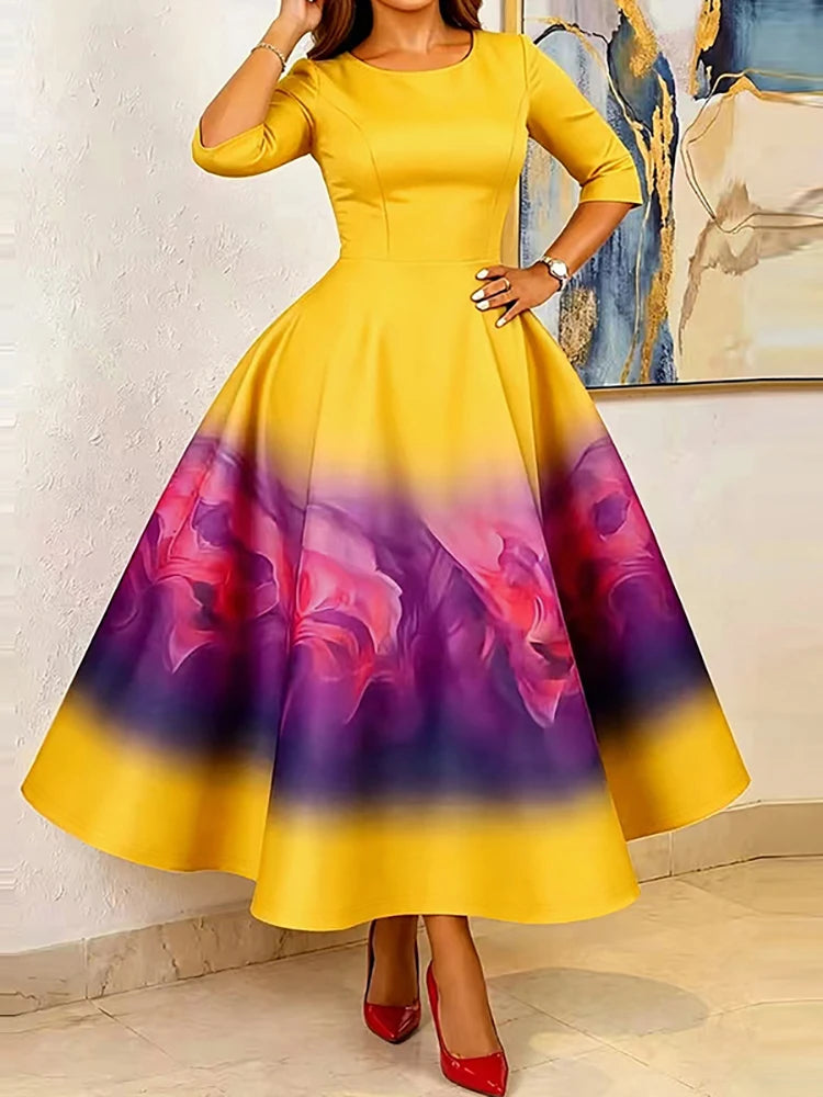 Summer Pattern Print A-Line Dress