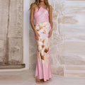 Flower Print Halter Dress