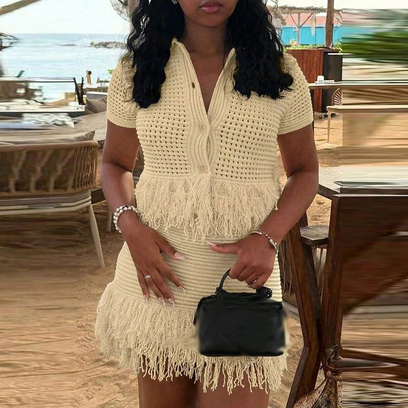 Solid Knitted Summer Outfit Set Size 10