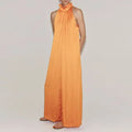 Pleat Half High Neck Jumpsuit Wide Leg Pant