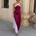 Color Blocking Split Long Dress