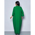 Plus-Size Solid Color V-Neck Dress