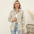Chic Women's Long-Sleeve Blouse With A Notched Collar And A Fashionable Print