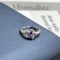 Trendy Niche Designed Purple Rhinestone Inlaid Open Ring For Women's, Classic Nine Purple Fire Series Sweet Cool Light Luxury High-End Texture Finger Jewelry, Versatile Daily Matching Accessory