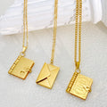 European And American 18K Gold Plated Stainless Steel Openable Book Pendant Necklace