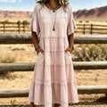 Solid-Color Printed Loose-Fitting Dress For Women