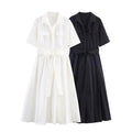 Elegant Women's Poplin Midi Casual Dress
