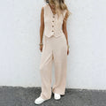 Women's Casual Front-Button Vest And Trousers Set