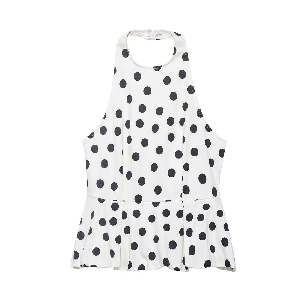 Summer Chic Halter-Neck Polka-Dot Tank Top