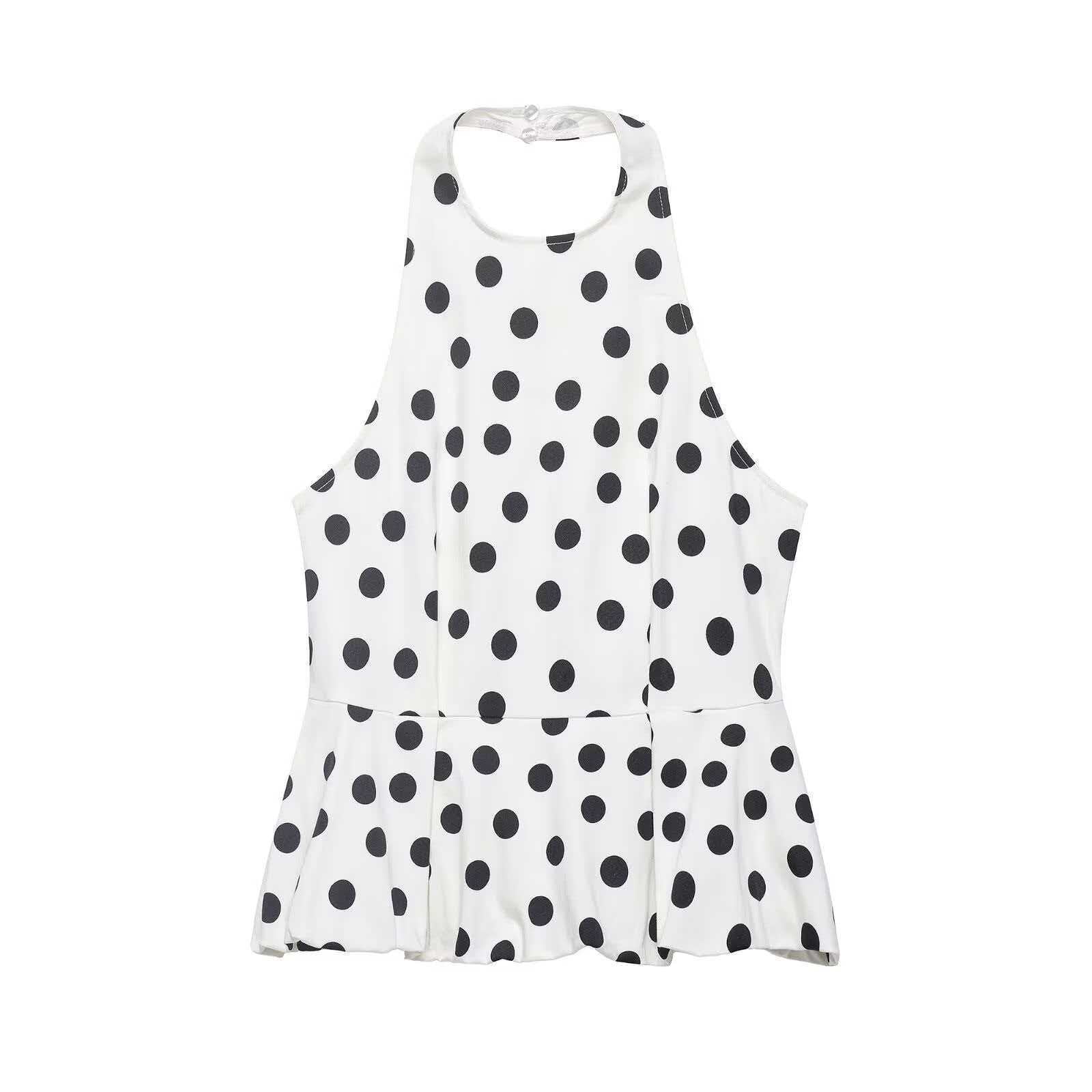 Summer Chic Halter-Neck Polka-Dot Tank Top