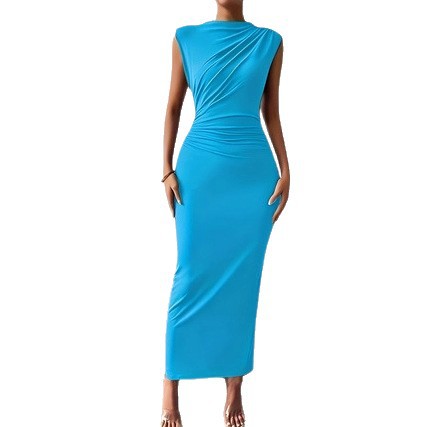 Women's Elegant Sophisticated Sleeveless Extra-Long Slim-Fit Sheath Dress