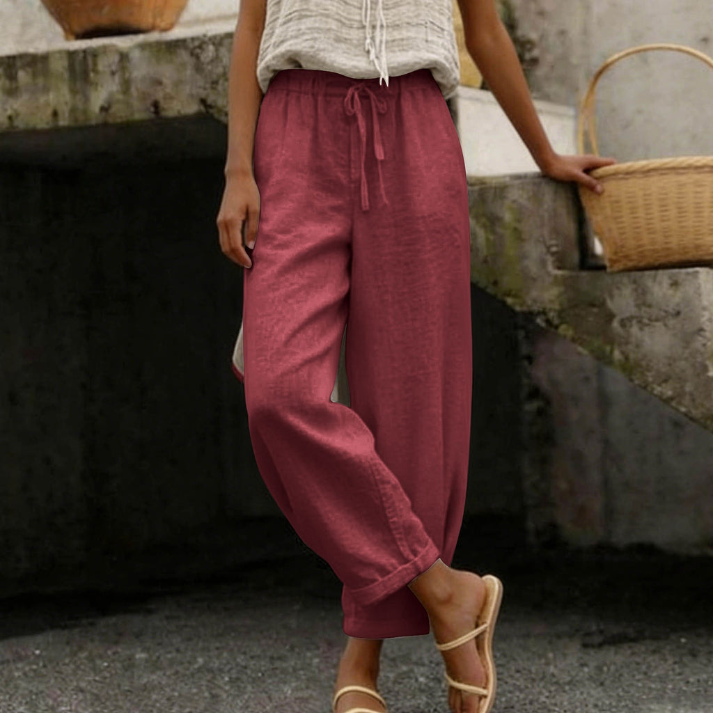Women's Fashionable Loose-Fitting Wide-Leg Pants With An Elastic Waist