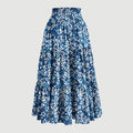 Printed Pocket-Patch Elastic-Waist Drawstring Skirt