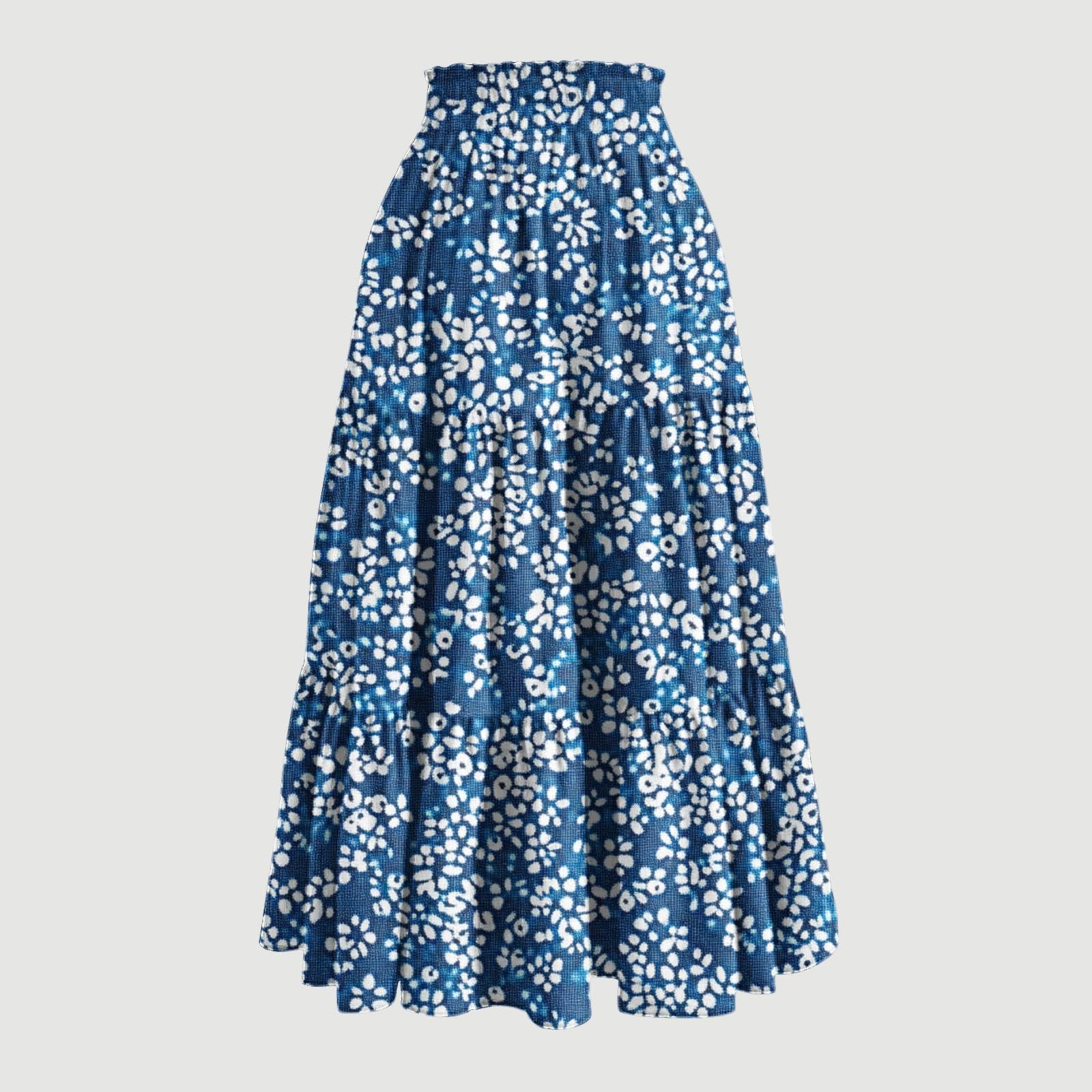 Printed Pocket-Patch Elastic-Waist Drawstring Skirt
