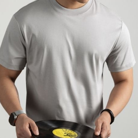 Double-Sided Ammonia-Treated Mercerized Cotton Crew-Neck Business Short-Sleeve Shirt