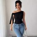 Women's Elegant Solid-Color Off-Shoulder Twist-Tie Top
