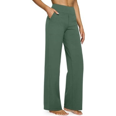 Pocket Knitted Straight High Waist Trousers