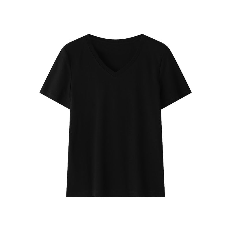 80-Count V-Neck Mercerized Cotton Women's Short-Sleeve T-Shirt