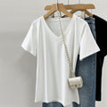 80-Count V-Neck Mercerized Cotton Women's Short-Sleeve T-Shirt