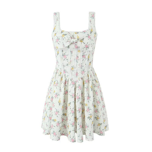 Bow-Tie Floral Lace-Trimmed Camisole Slip Dress