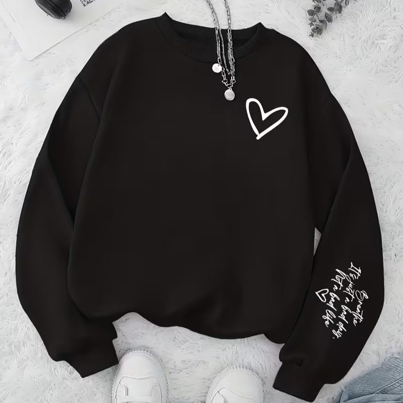 Round-Neck Casual Sweatshirt Women's Trendy Round-Neck Style