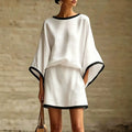 Women's Batwing-Sleeve Short-Sleeve Two-Piece Set