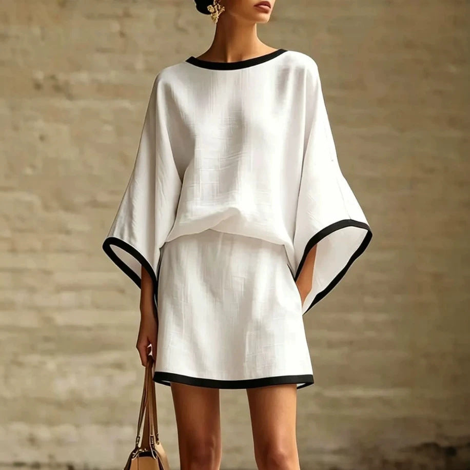 Women's Batwing-Sleeve Short-Sleeve Two-Piece Set