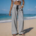 Linen-Look Comfortable Drawstring-Pocket Casual Pants For Vacation And The Beach