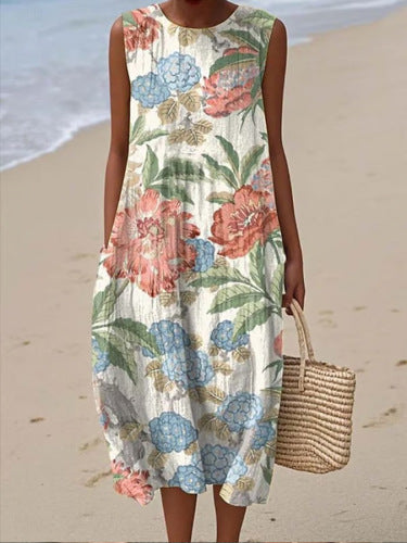 Women's Summer Casual Loose-Fitting Dress With Pockets