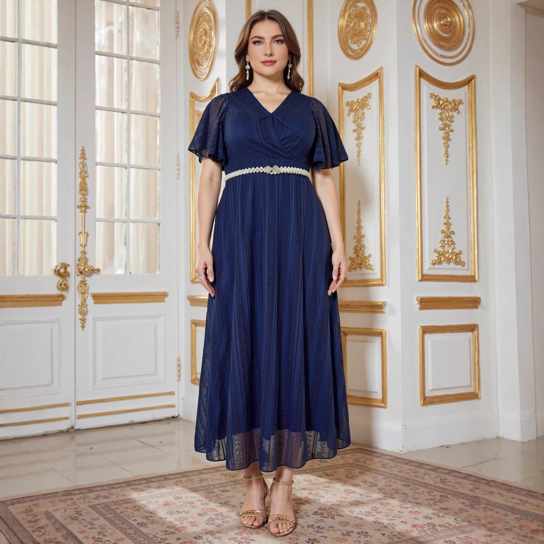 Elegant Evening Gown Tiktok-Style Plus-Size Women's Dress
