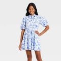 Women Puff Sleeve Mini Shirtdress - A New DayOpens in a new window or tab