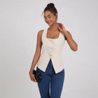 Women Square Neck Sleeveless Front Bow Tie Closure Vest Top - AOpens in a new window or tab
