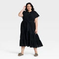 Women Short Flutter Sleeve V-Neck Front Tiered Eyelet Midi Dress - AvaOpens in a new window or tab