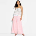 Women Low-Rise Patchwork Embroidered Wide Leg Pants - Wild Fable Light PinkOpens in a new window or tab